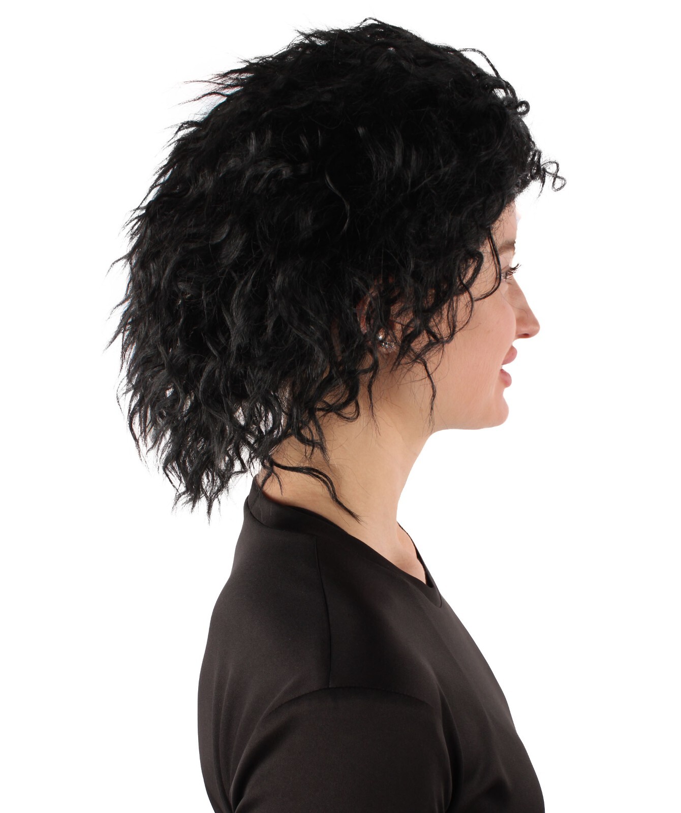 HPO Adult Women’s Black & White Two-toned Curly Wig, Breathable Capless Cap.