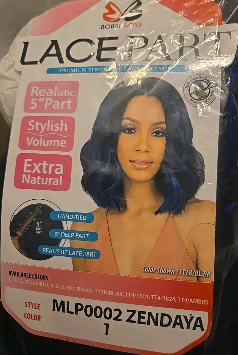 Bobbi Boss Premium Synthetic Lace Part Wig – MLP0002 ZENDAYA Color 1 BLACK