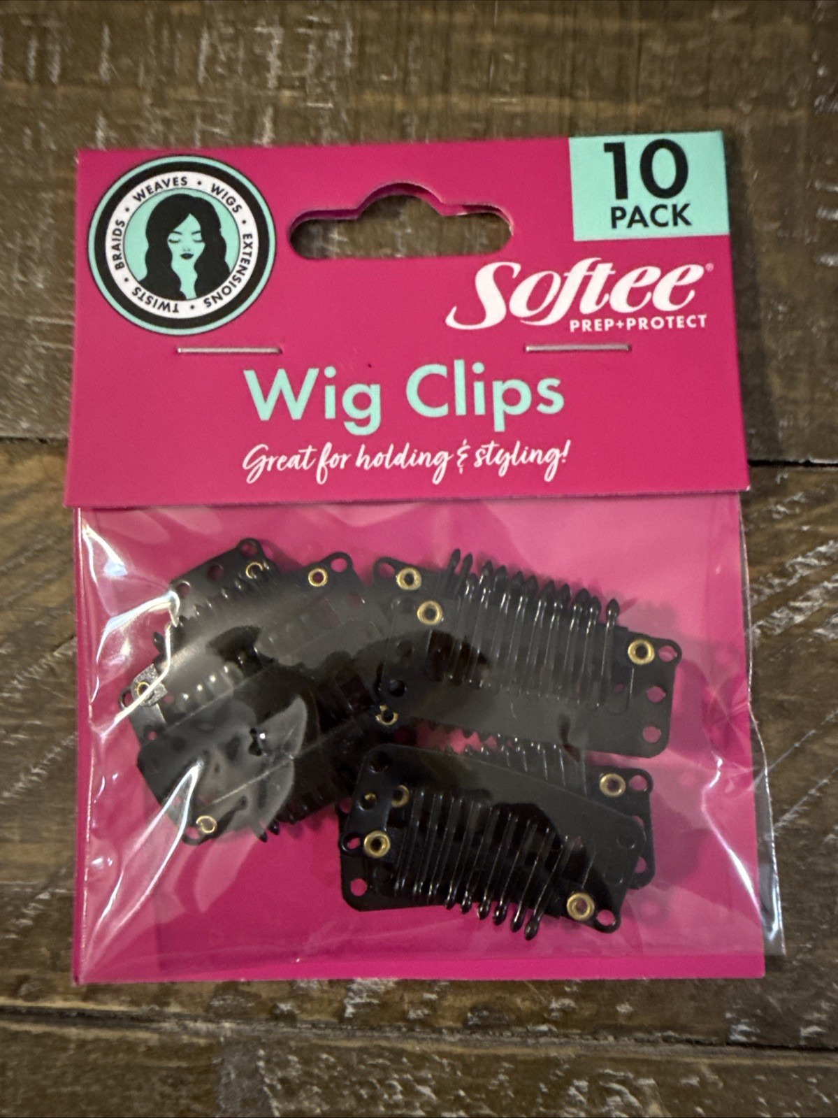 Softee 10 Pack SMALL Black Wig Clips , Brand New Sealed Packed