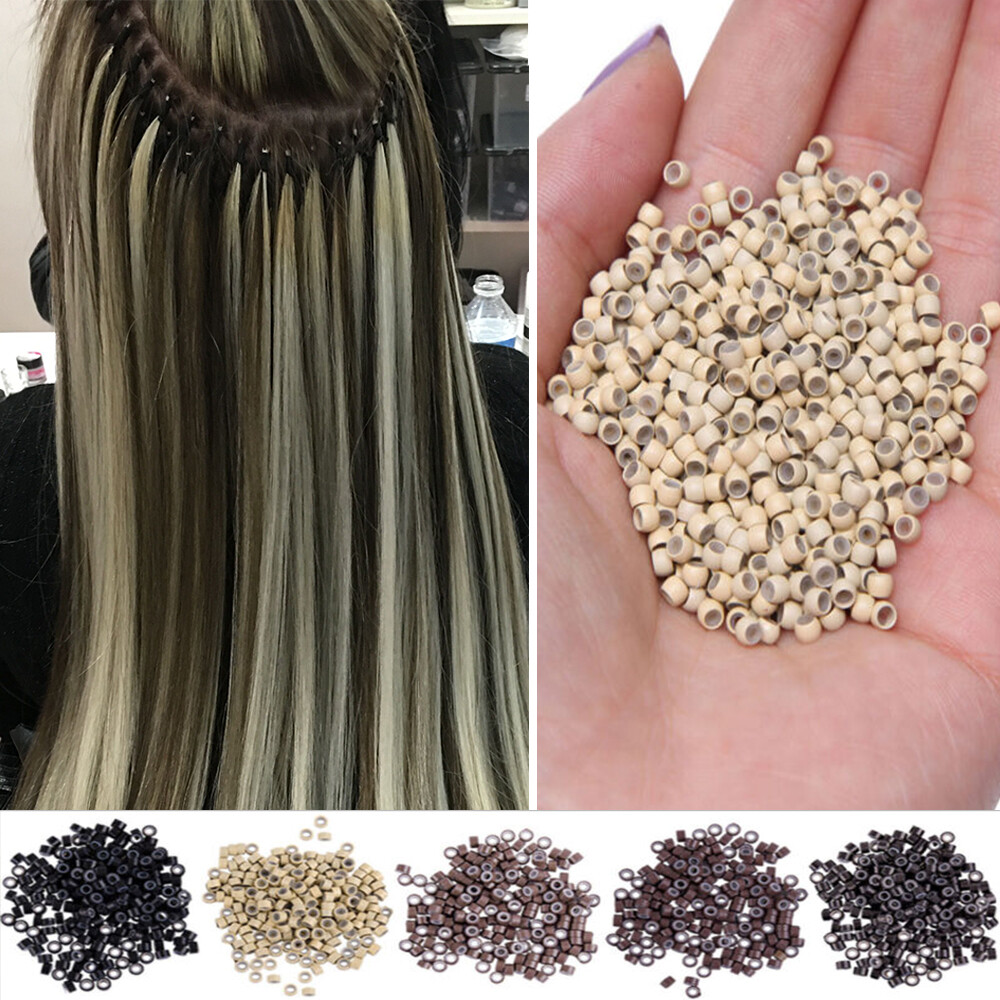3MM 5MM 6MM Silicone Lined Micro Ring Loop Beads for I Tip Human Hair Extensions