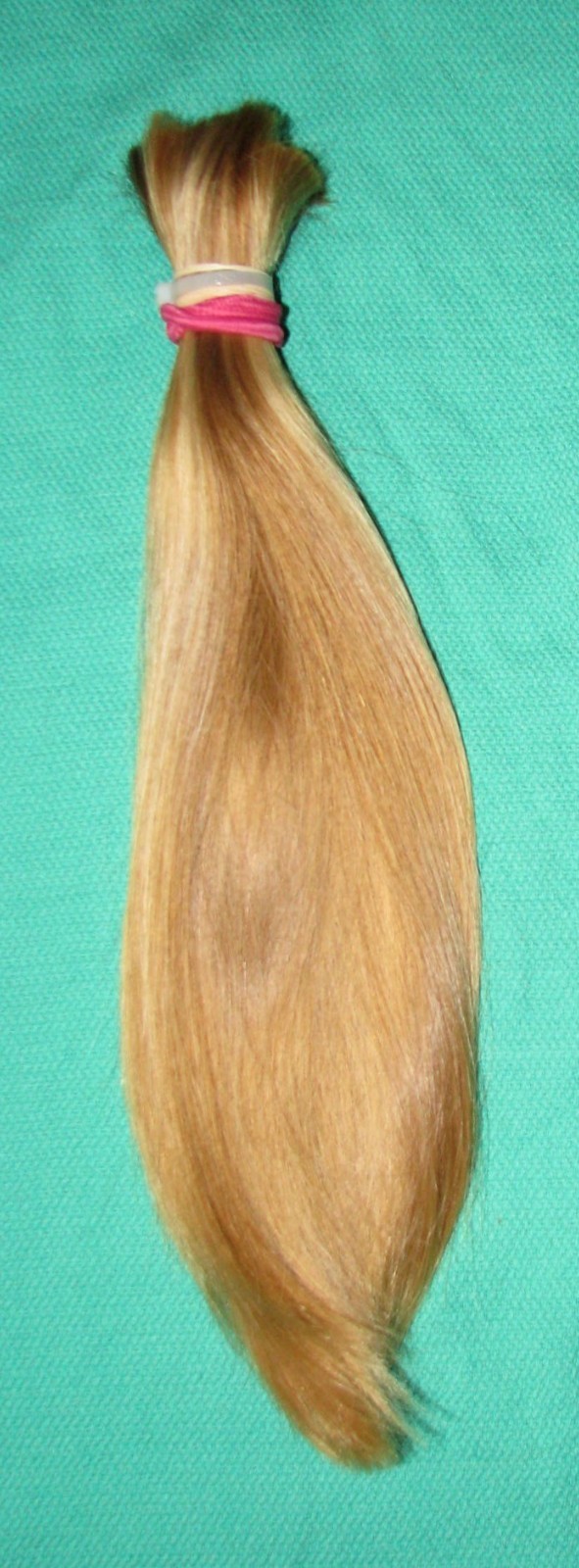 HUMAN HAIR HAIRCUT 12 INCH 2.6oz THICK BLONDE BLEND PONYTAIL REBORN DOLLS T43