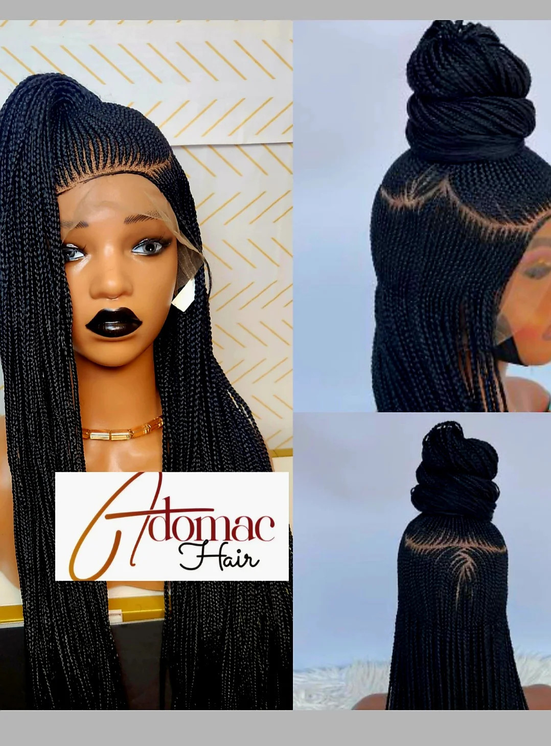 Black and Brown 36inches 360 full lace Braided Wig 009 – synthetic Braided wig
