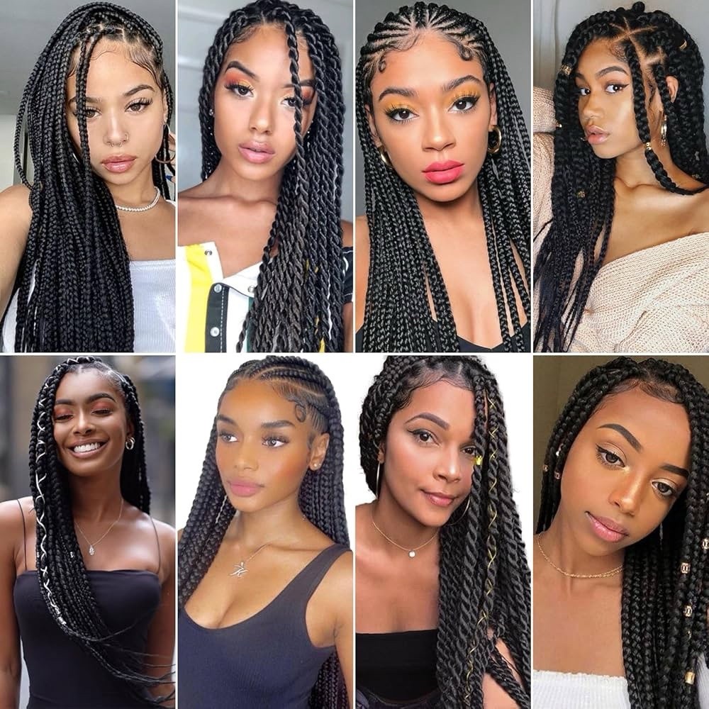 7 PcBraids Hair for African Braids Natural Black 26” In Kanekalon Pre-Stretched