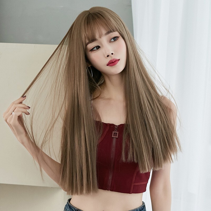 1 Set Straight Natural Daily Synthetic Wigs Blonde Fiber Heat Resistant Hair