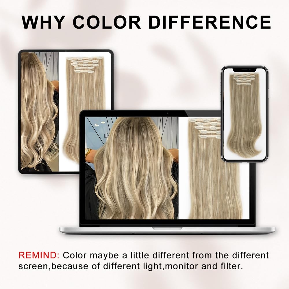 Clip in Hair Extensions – Thick Long Straight Layered Hair Extensions, Dirty …