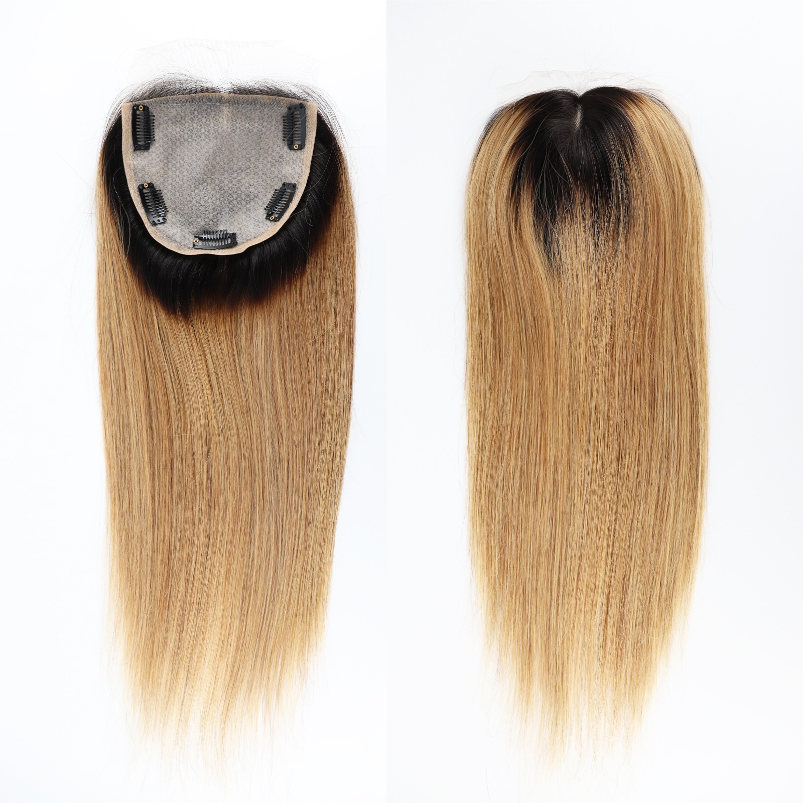 Ombre Blonde Silk Base Real Human Hair Topper Remy Hair Lace Closure For Woman