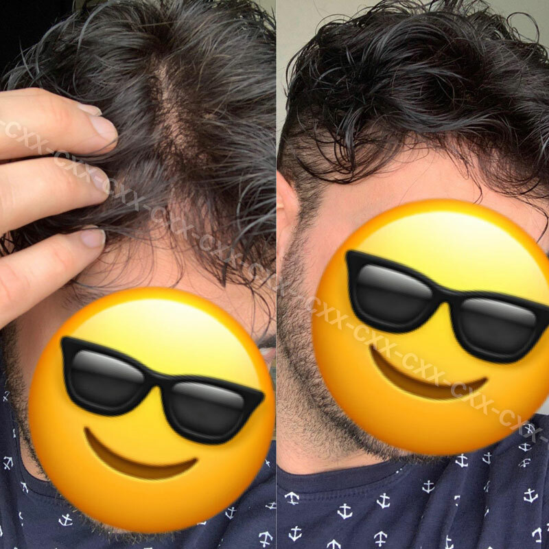 Mens Hair Replacement System Full Lace Poly Thin Skin Toupee Human Hair Piece PU