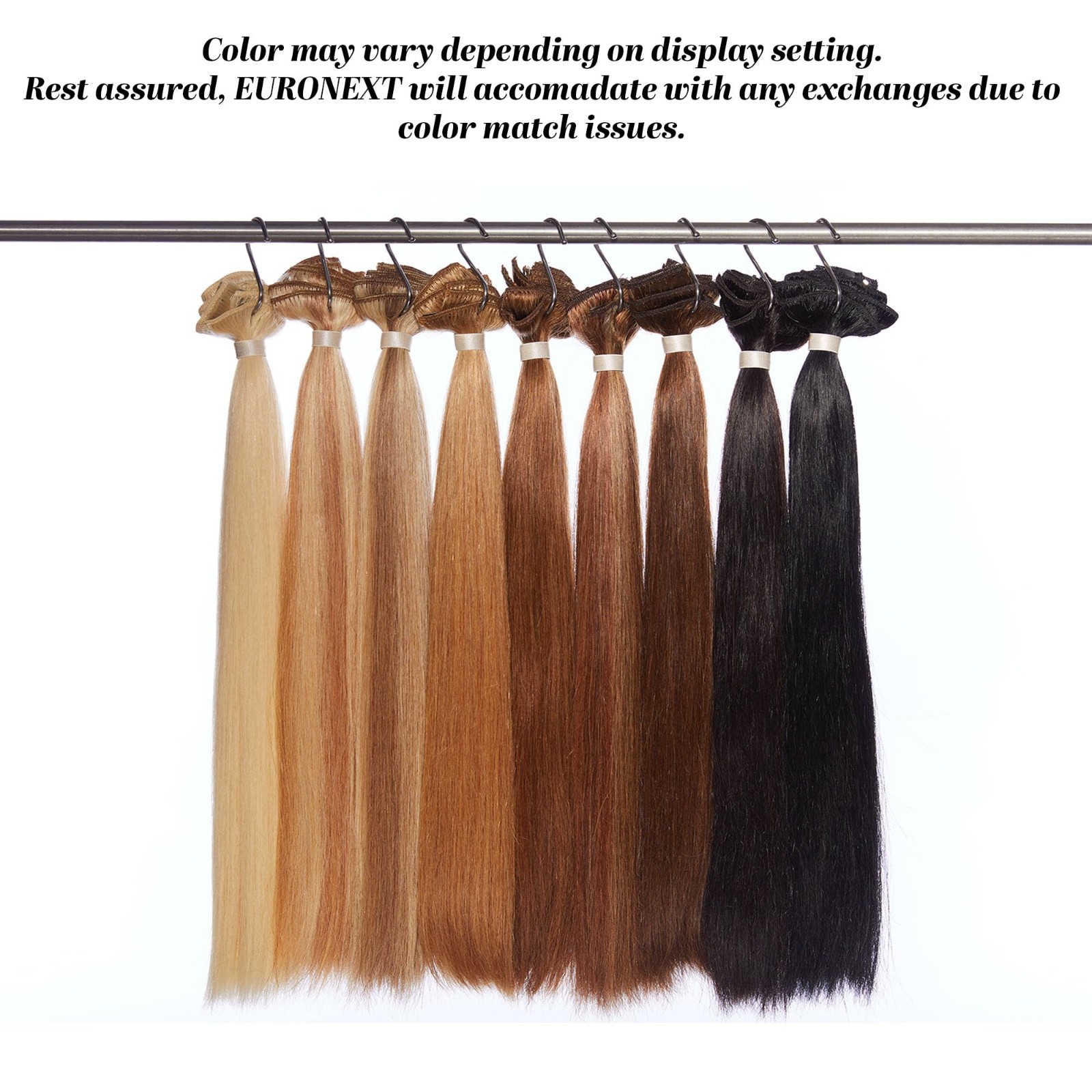 100% Remy Human Hair Clip-In Extensions, 14″ Straight & Curly, Black Color