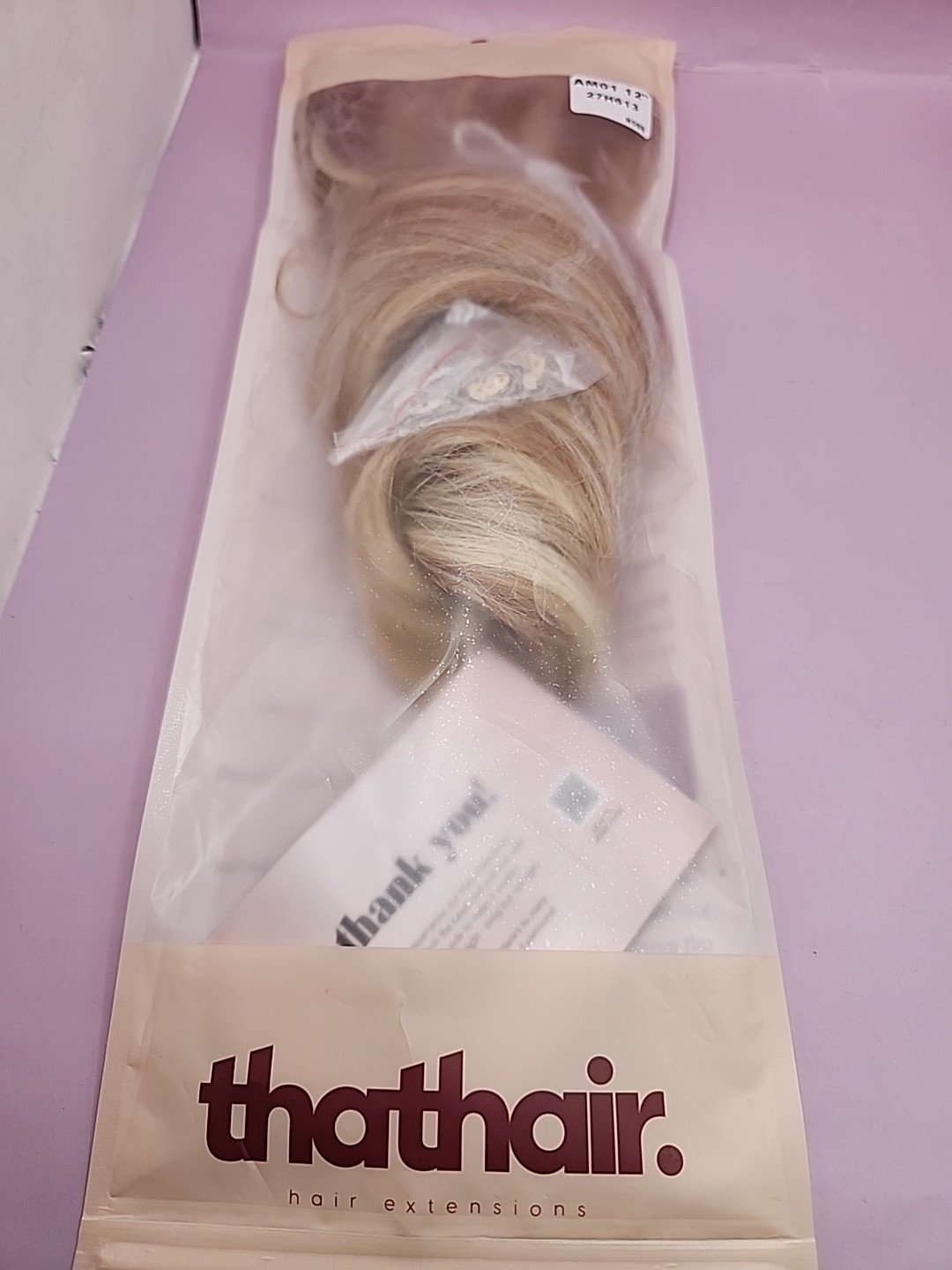 Thathair High Quality Halo Hair Extensions 12″ + Wavy & Straight – Golden Blonde