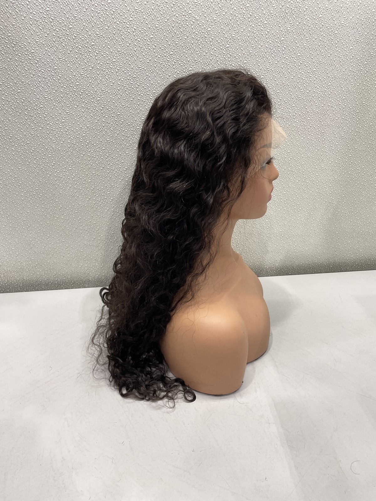 Natural Black Water Wave Human Hair Blend 13×4 Lace Front 180% Density Wig, 22″