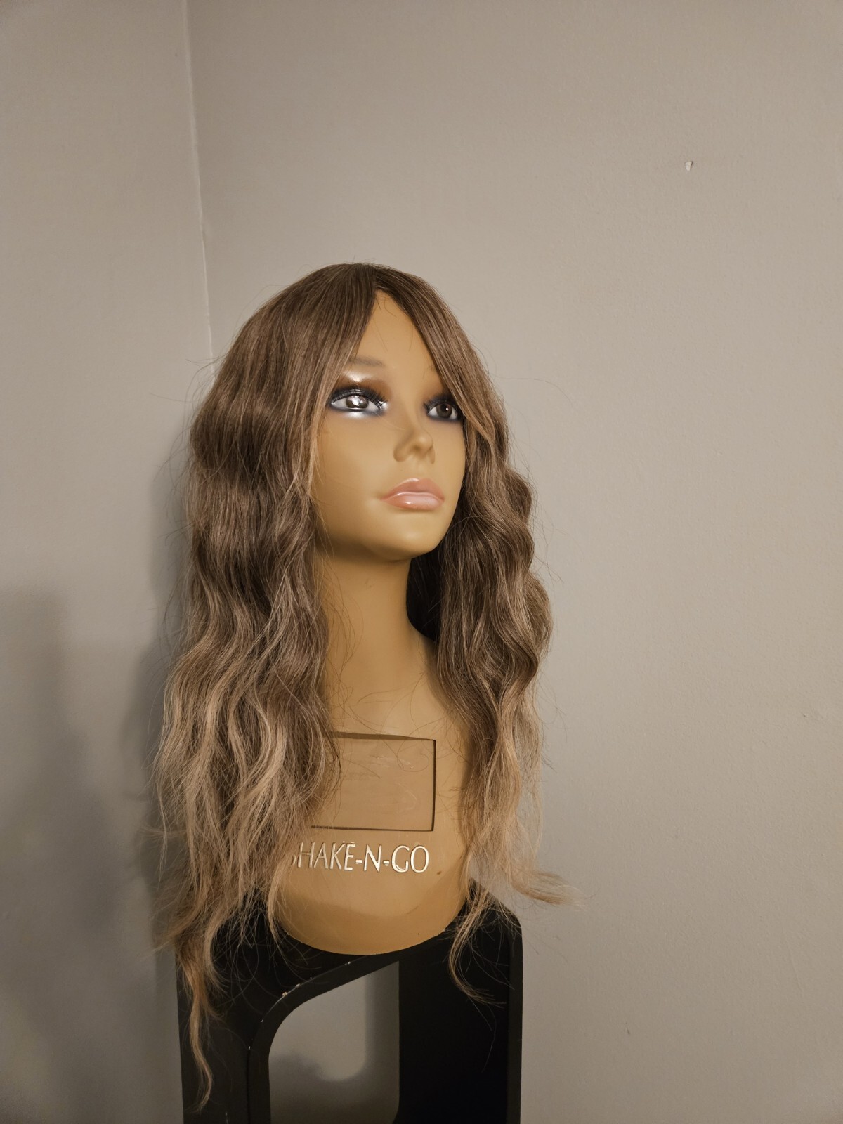 MIXED HAZELNUT BLONDE BROWN WAVY HAIR BANGS WIG