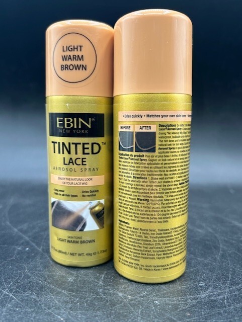 LOT OF 2 – EBIN NY Tinted Lace Spray Light Warm Brown 2.7oz NEW