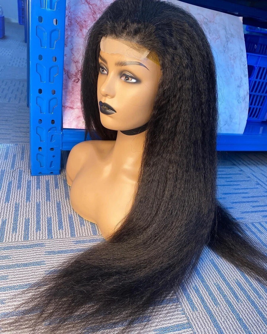 Kinky Straight 13X6 Lace Front Wig Human Hair 5.5×4.5 Silk Top Base Closure Wigs