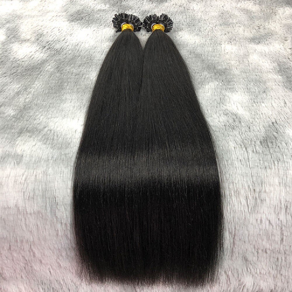 Light Yaki U Tip Human Hair Extension Pre Bonded Nail Tip Fusion Hair 100Pcs