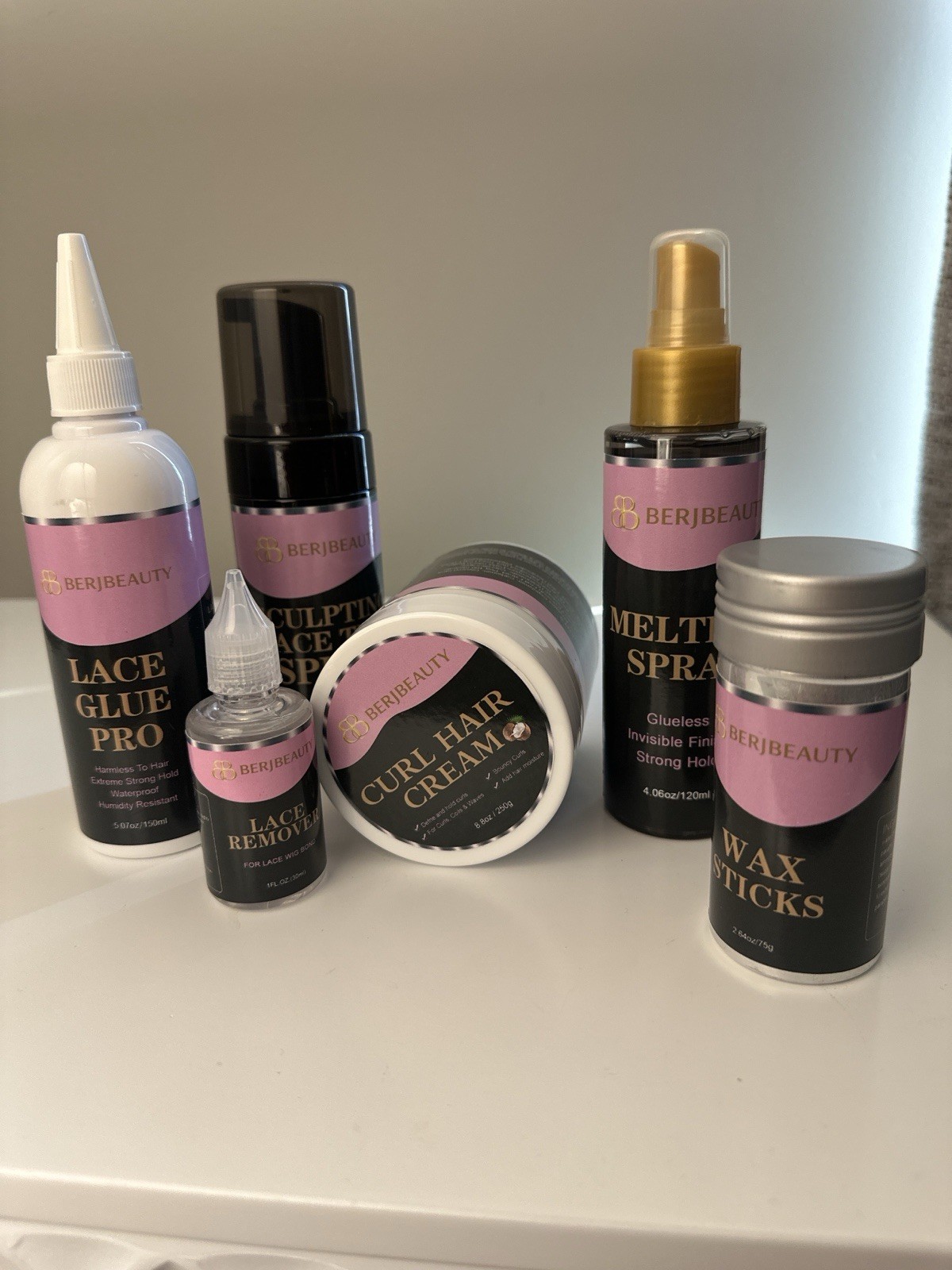 BerjBeauty Lace Glue Kit Wig Install Set Adhesive Remover Melt Spray Band Wax
