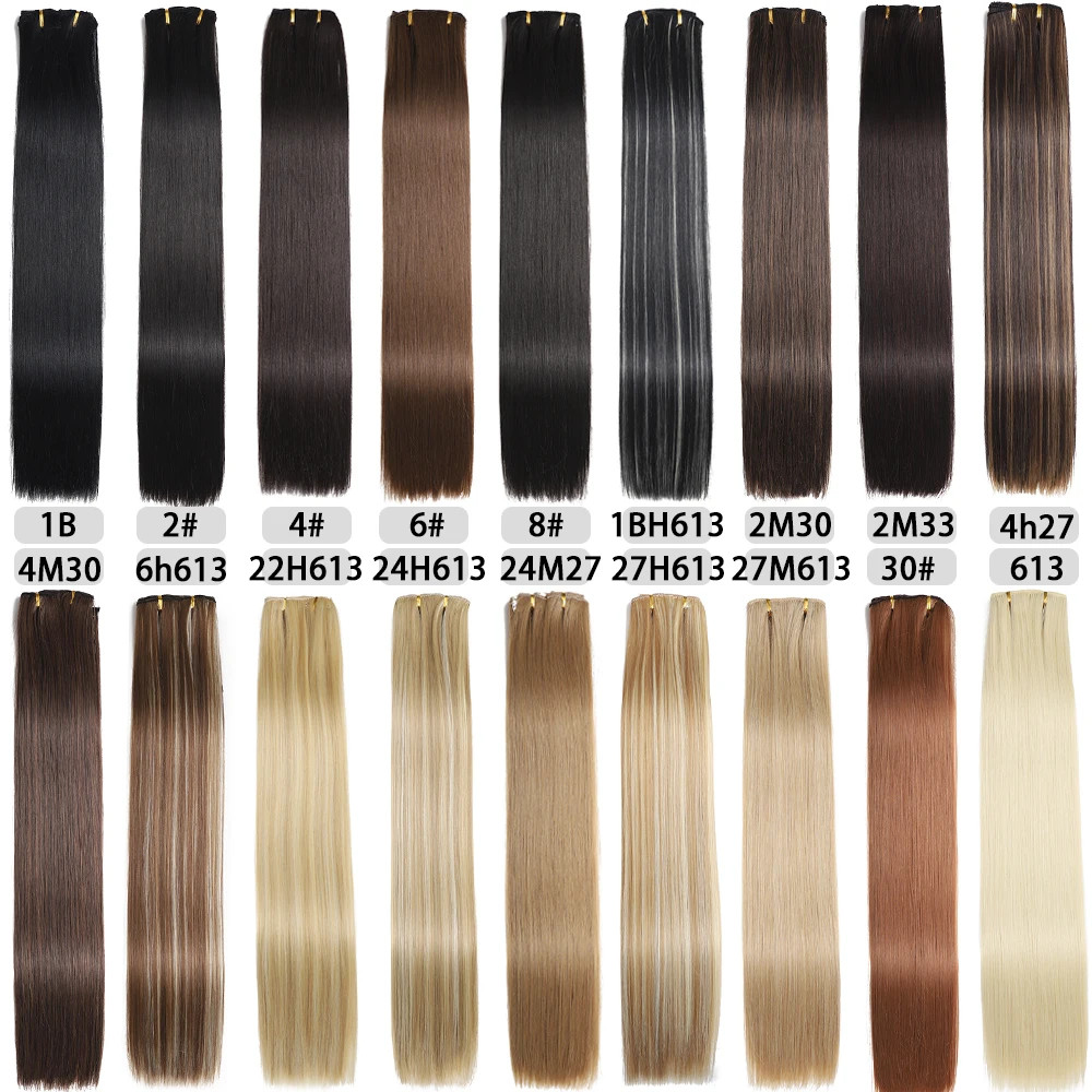 24in Extensiones de Cabello con Clips para Mujer Pelo Liso y Resistente al Calor
