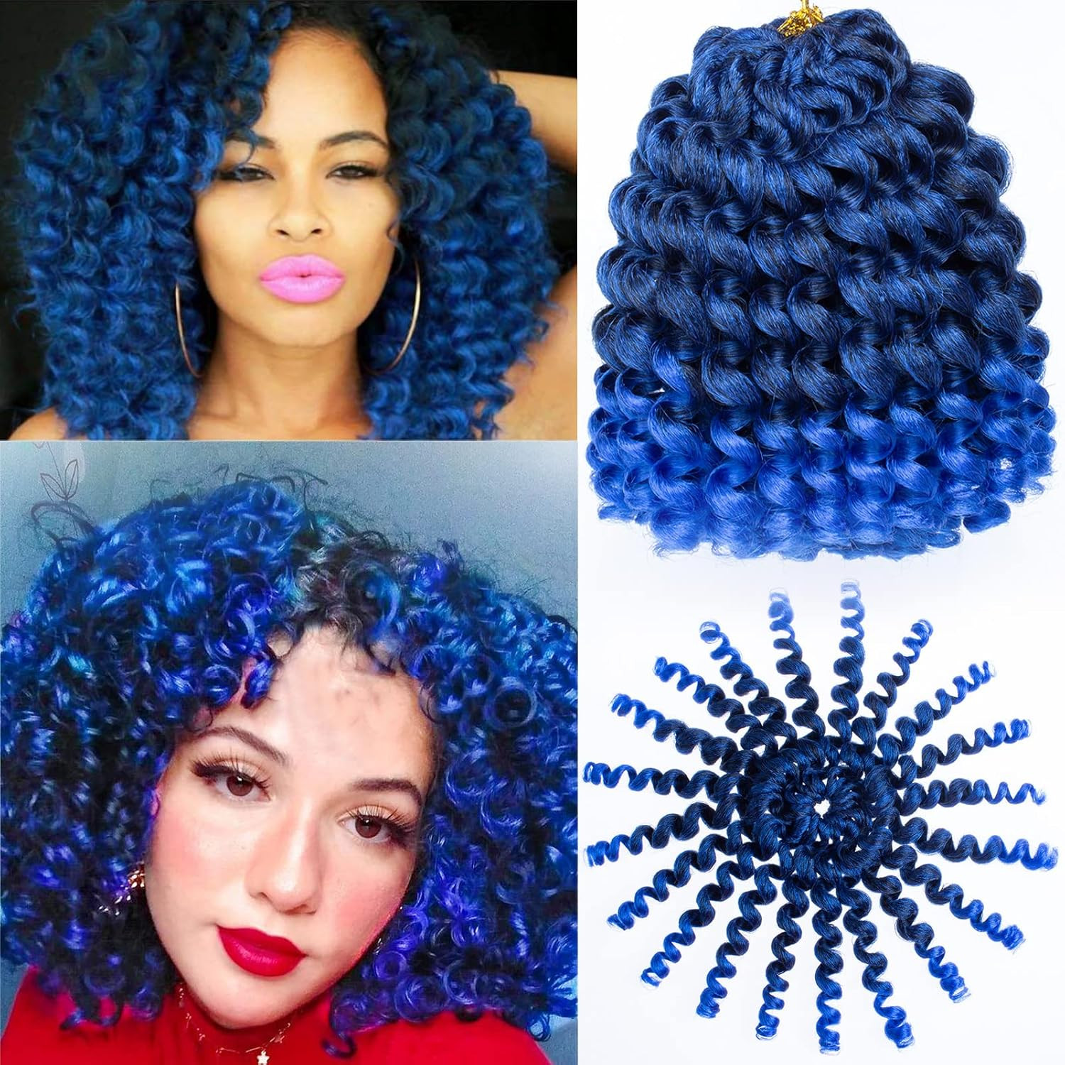 8 Inch Short Jamaican Bounce Wand Curl Crochet Hair 3 Packs Senegalese Twist Syn