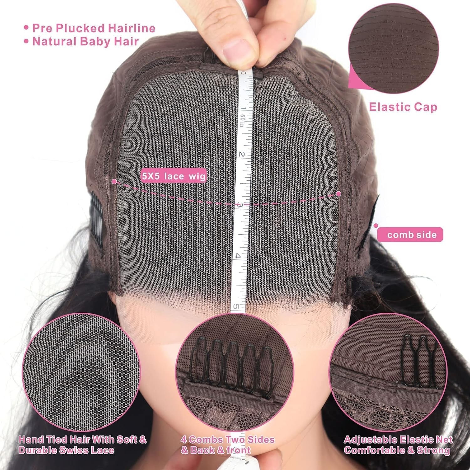 Versatile 5×5 Lace Closure Wig – 18 Inch Body Wave, 150% Density, Breathable Cap