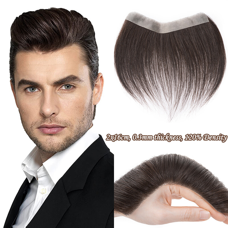 Mens Toupee 100% Remy Human Hair Frontal Receding Hairline Hairpiece Replacement