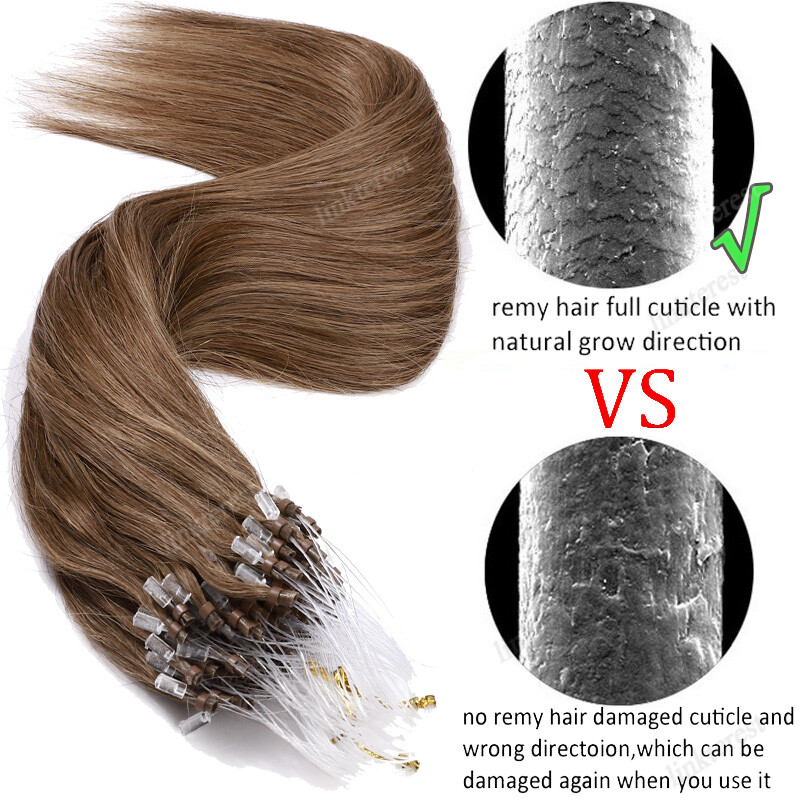 Micro Loop Remy Human Hair Extensions Microlink Bead Tip Balayage Full Head 150G