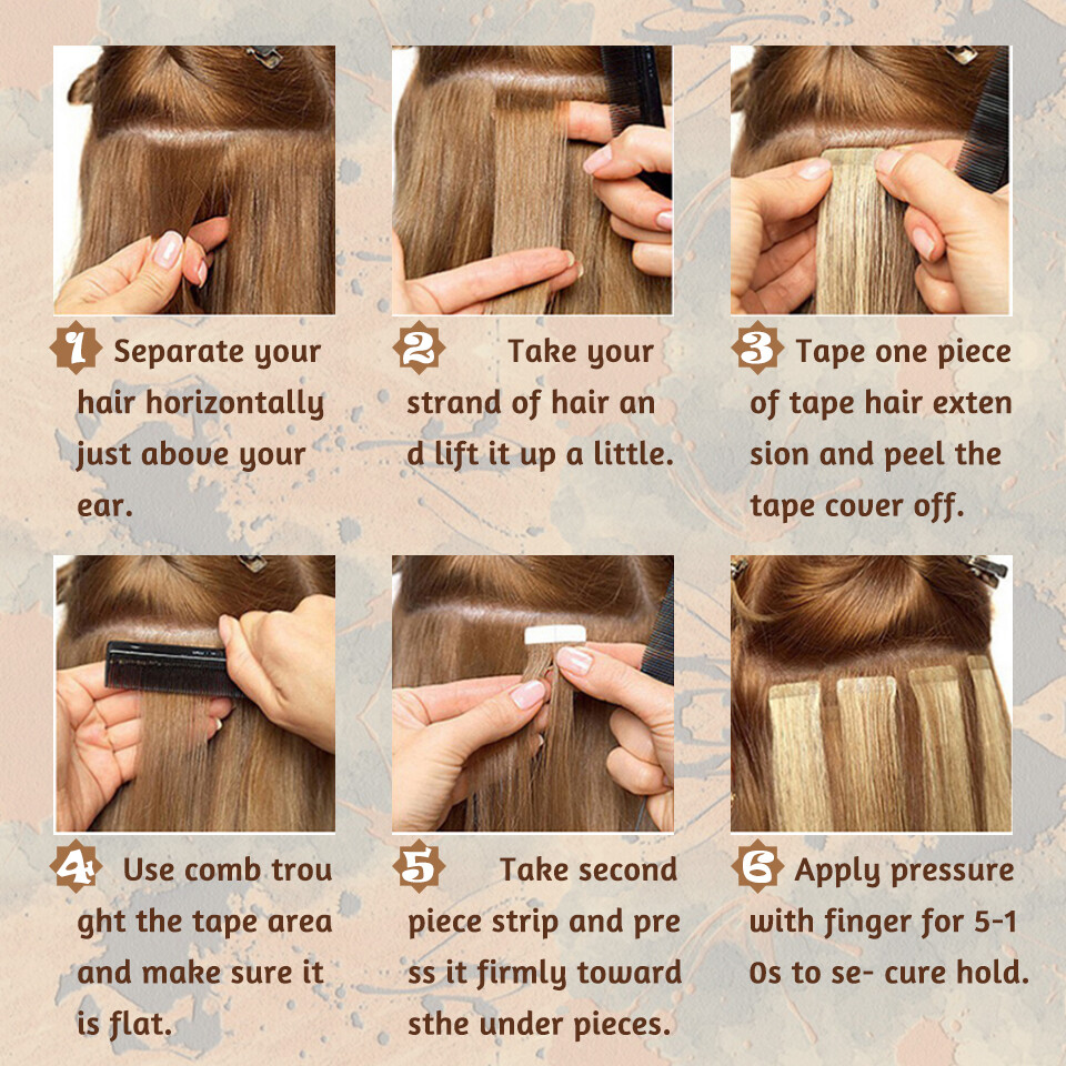 Seamless Hair Extensions Reusable Adhesive Tape 100%Remy Human Hair Balayage 40p