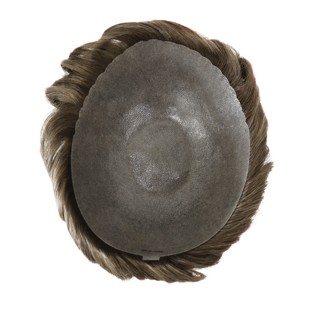 Toupee for Men Human Hair Replacement System Poly Skin Gent Hairpiece 8×10