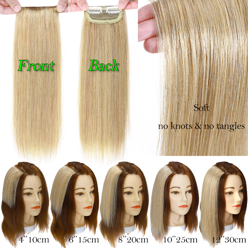 US Short Hair Pad Clip In Top/Side Real Remy Human Hair Extensions One Piece