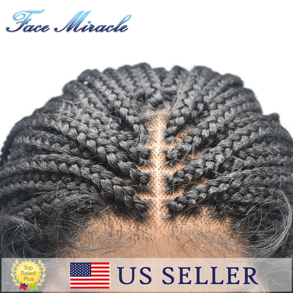 18.5″ Box Braided Wig for Black Men Synthetic Twist Braids Lace Front Baby Hair