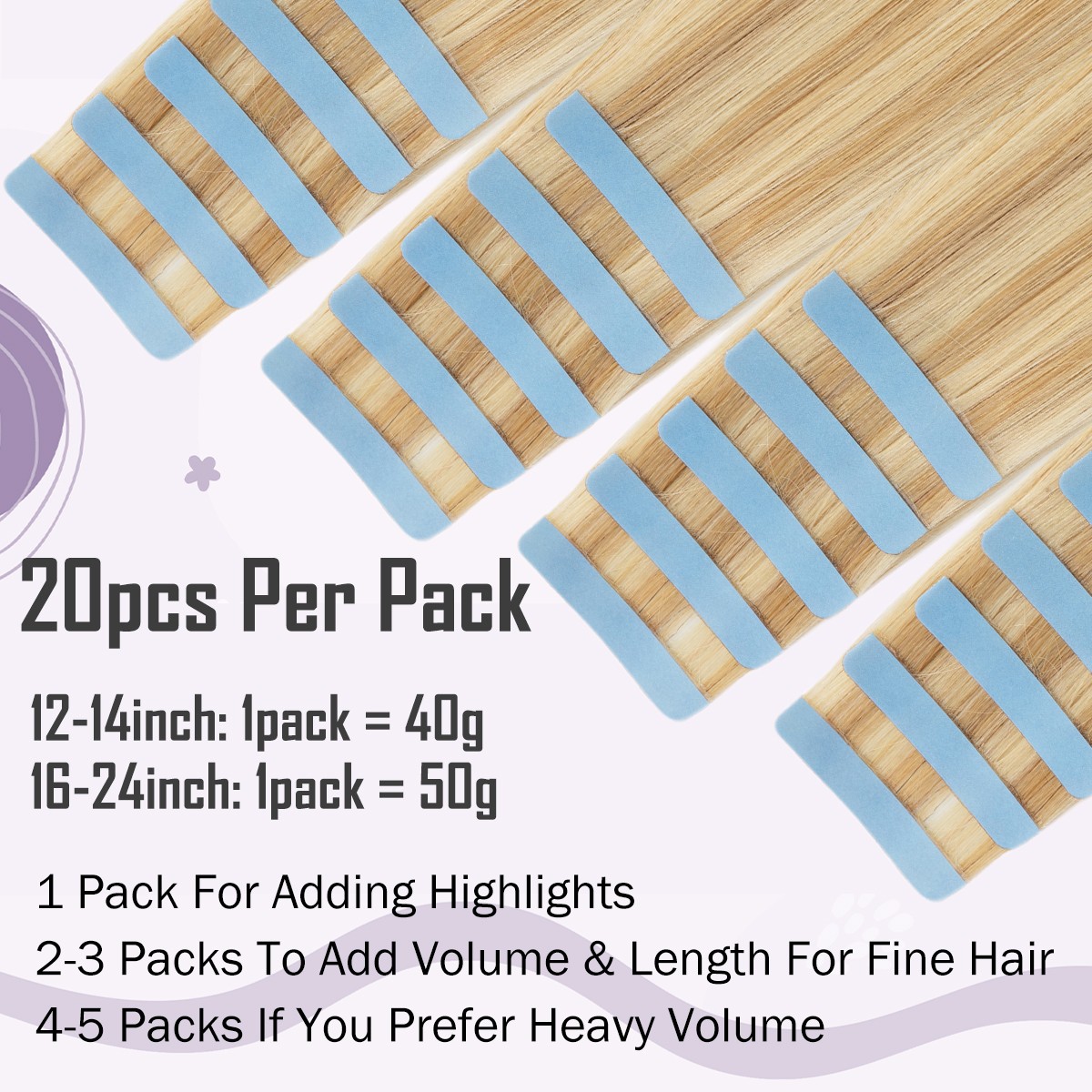 Seamless Tape in Skin Weft 100% Remy Human Hair Extensions Highlight Thick 60PCS