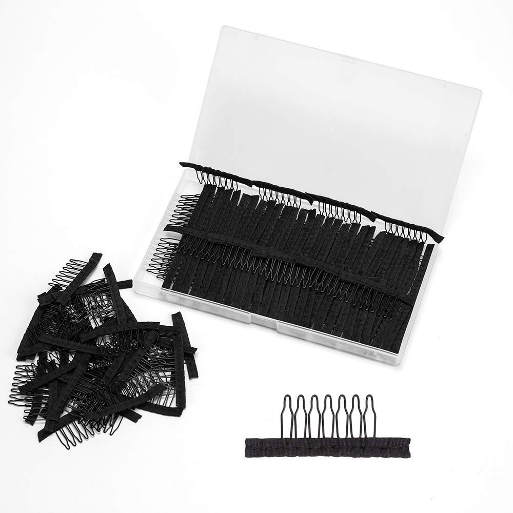 Wig Combs And Clips 100 Pcs 7teeth Black Wig Accessories For Securing And Making
