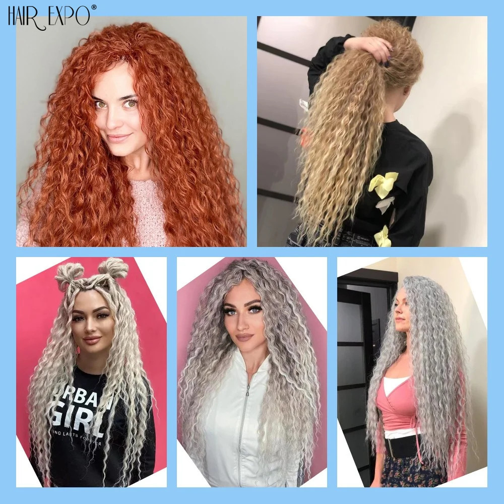 22 Inch Ombre Ariel Curl Crochet Hair Synthetic Deep Wave Braid Hair Extensions