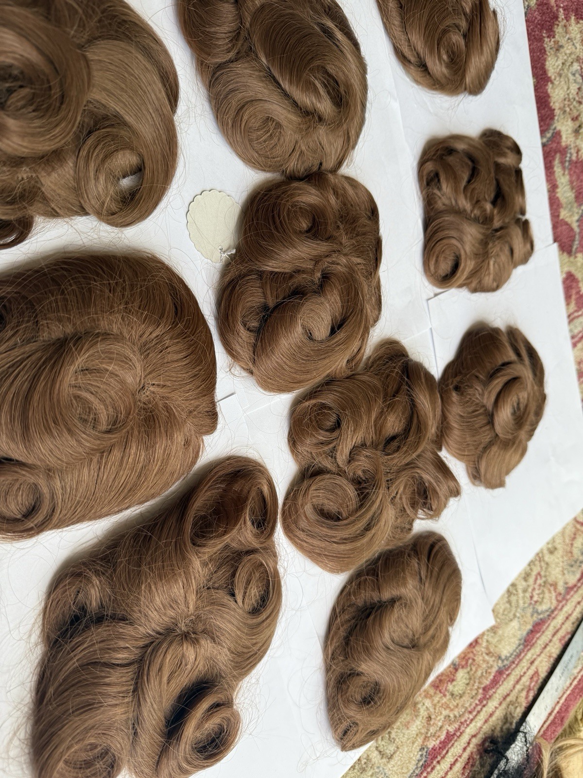 100% Human Hair Wiglet Light Brown 10 Messy Curly Swirls Clip Back Extension New