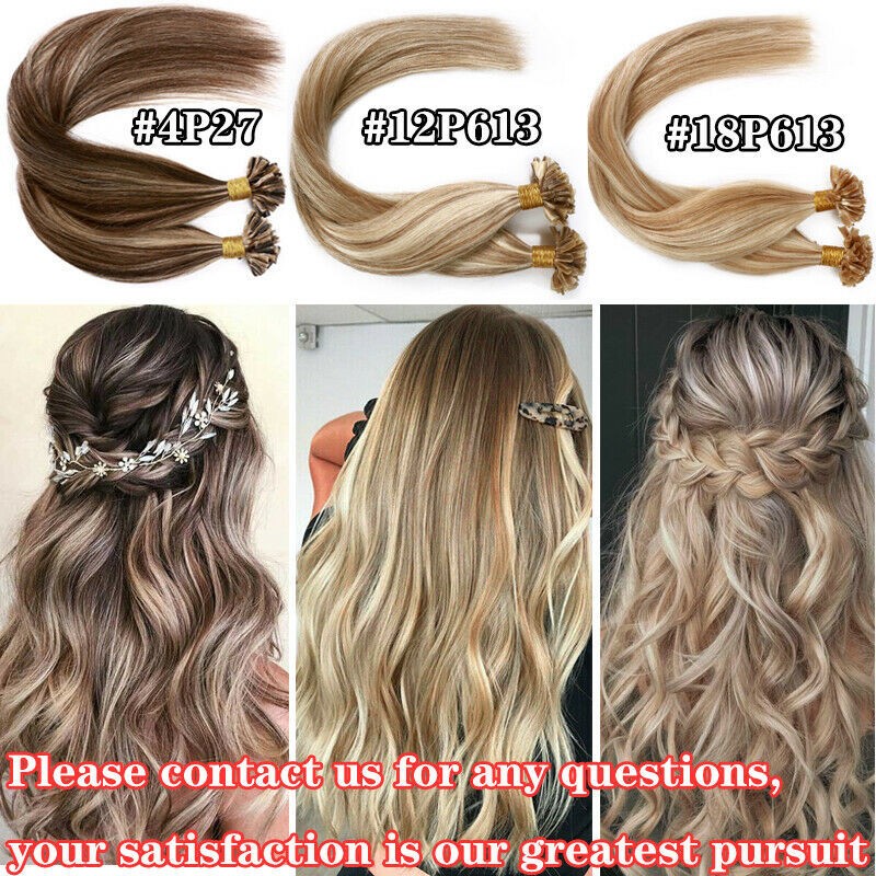 Keratin Nail U Tip Real Remy Human Hair Extensions Thick Pre Bonded Fusion Tip