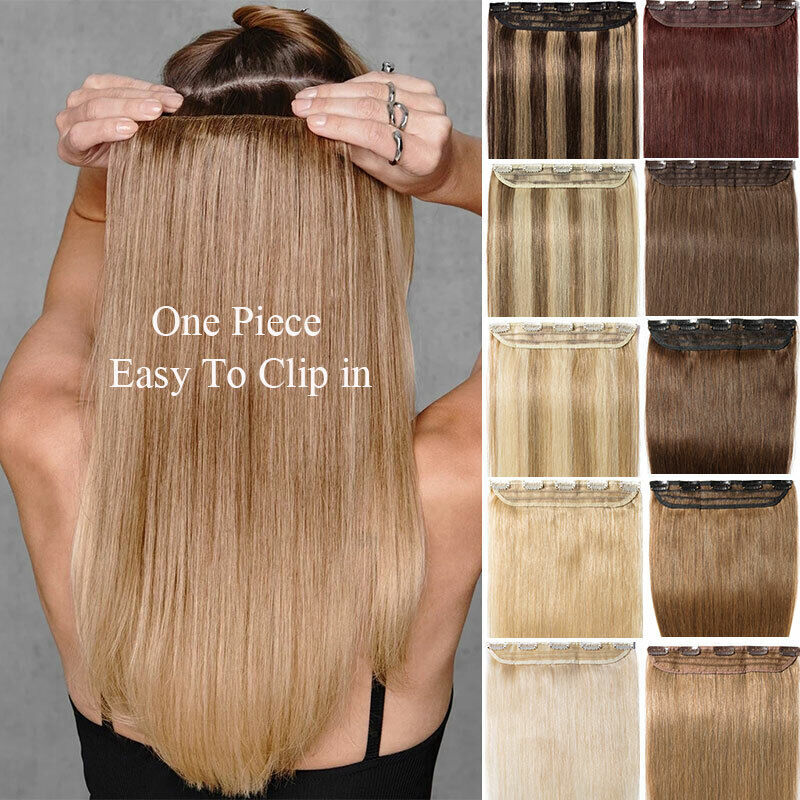 CLEARANCE One Piece Clip in 100% Real Human Hair Extensions Remy Highlight 24in