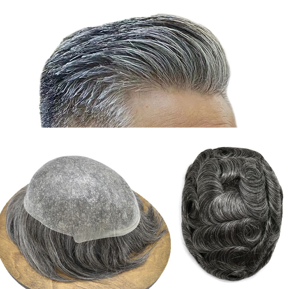 Mens Toupee Wig Thin Skin V-Loop 0.08mm Men Hairpiece Replacement System Units