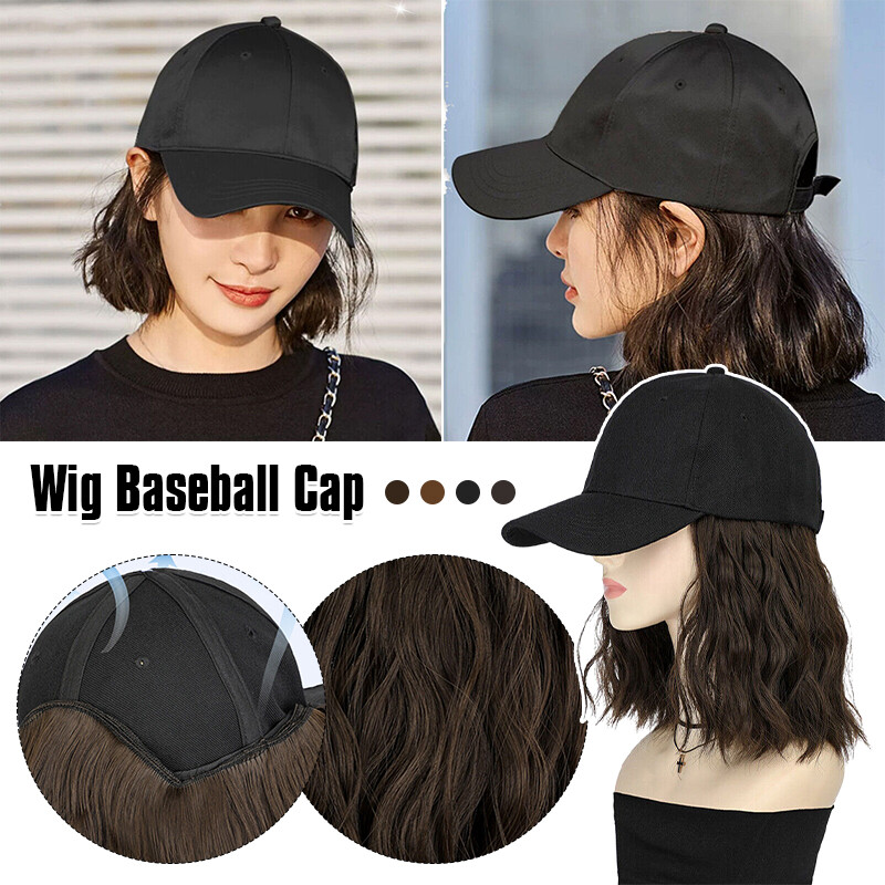 Women Baseball Cap Wig Hairpiece with Short Curly Hair Adjustable Casual Hat