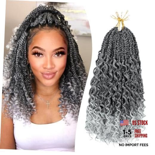 Goddess Box Braids Crochet 14 Inch(Pack of 8) Boho Goddess Box Braids-TGray