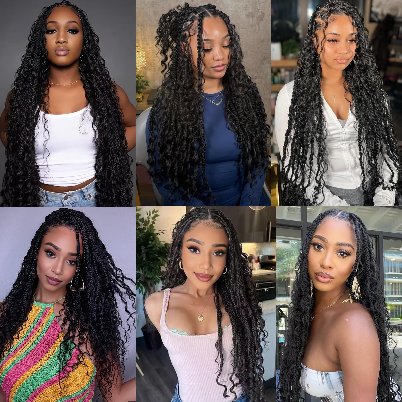 ZRQ Deep Wave Crochet Hair Natural Black 18 Inch 3 18 (Pack of 3), #1B