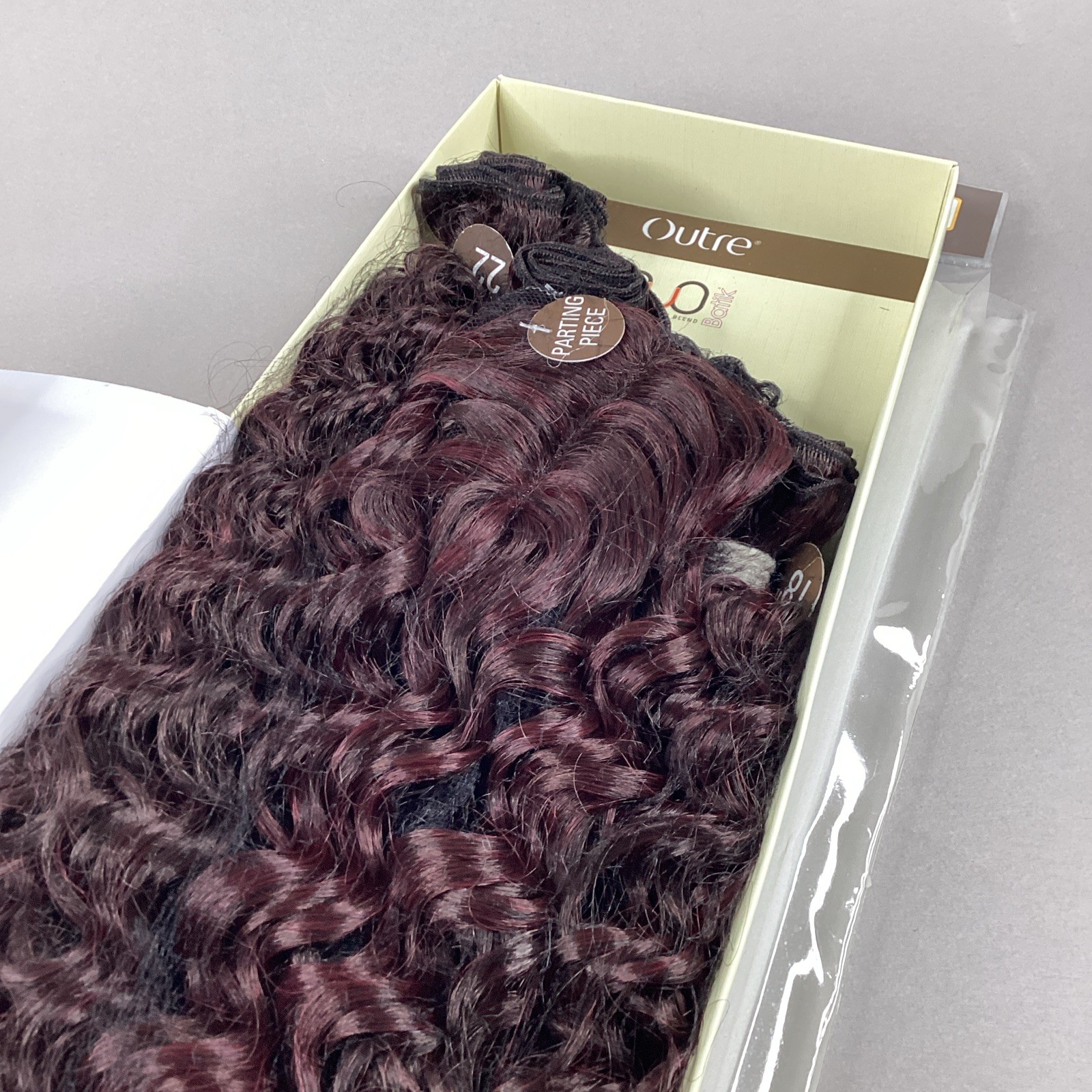 Dominican Curly #950 Burgundy 18″-22″ 5pcs Batik Duo Synthetic Hair Extensions