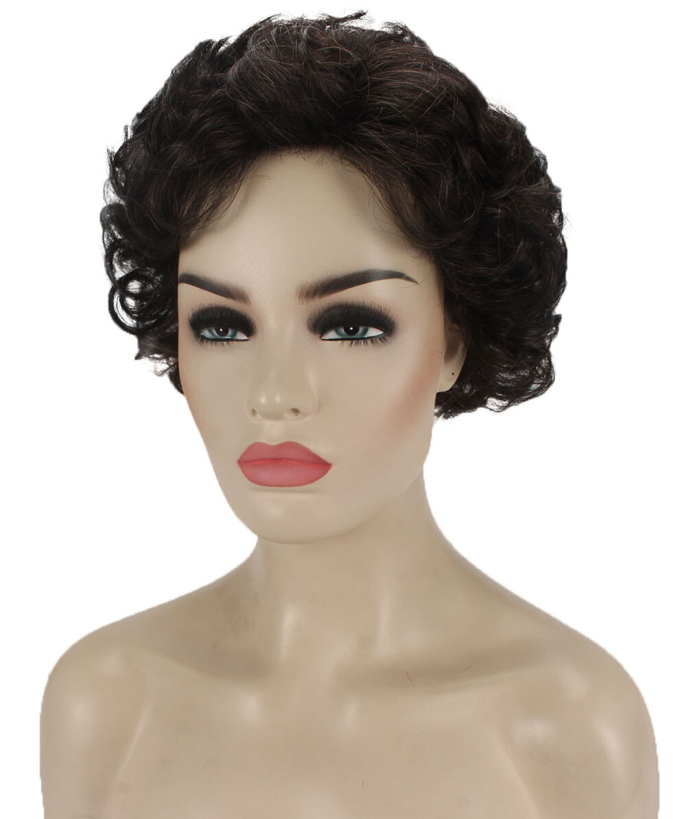 Monroe – Curly Kanekalon Synthetic Fiber Full Wig, 4 – 4.5 in, Off Black