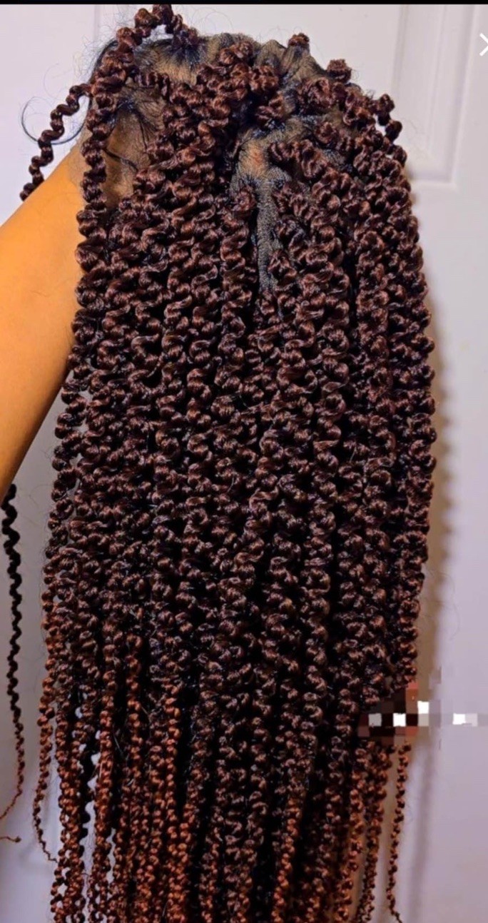 Lace Front Braided Synthetic Wig Dark/Medium Brown Free-Part C-Part 21-30 in