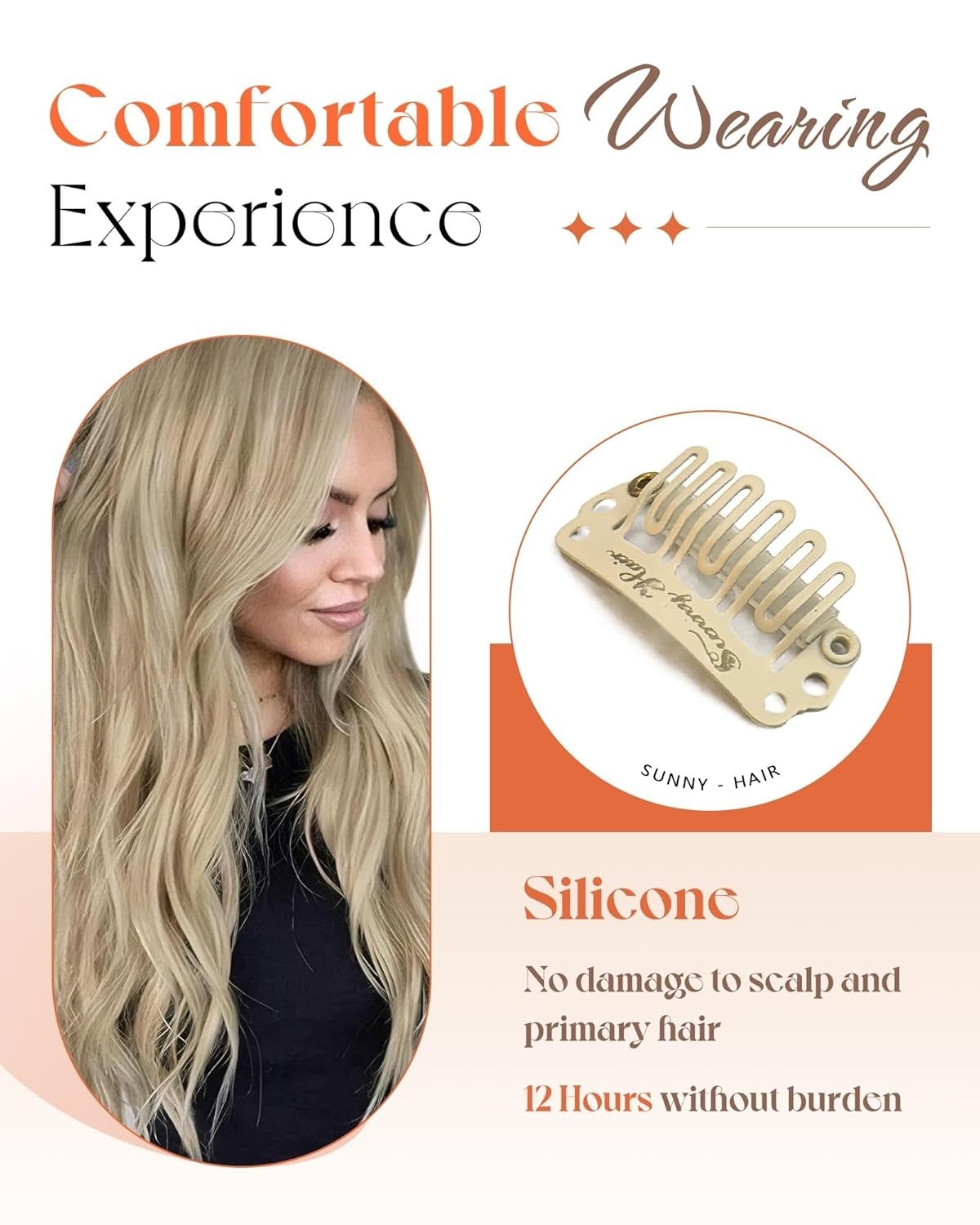 Sunny Hair Clip in Hair Extensions Straight Human Hair Clip in 18in Golden Blond