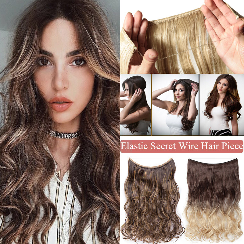 Real Secret Elastic No Clip in ONE PIECE FULL HEAD Wire Hair Extensions as Human
