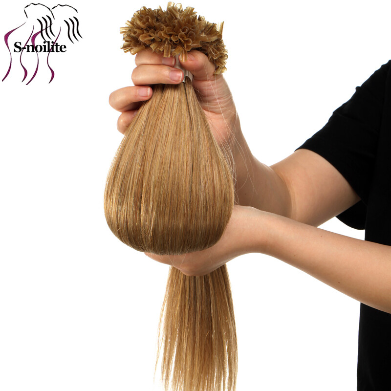 Nail U Tip Extensions 100% Remy Human Hair Keratin Glue Fusion Bonds Highlight