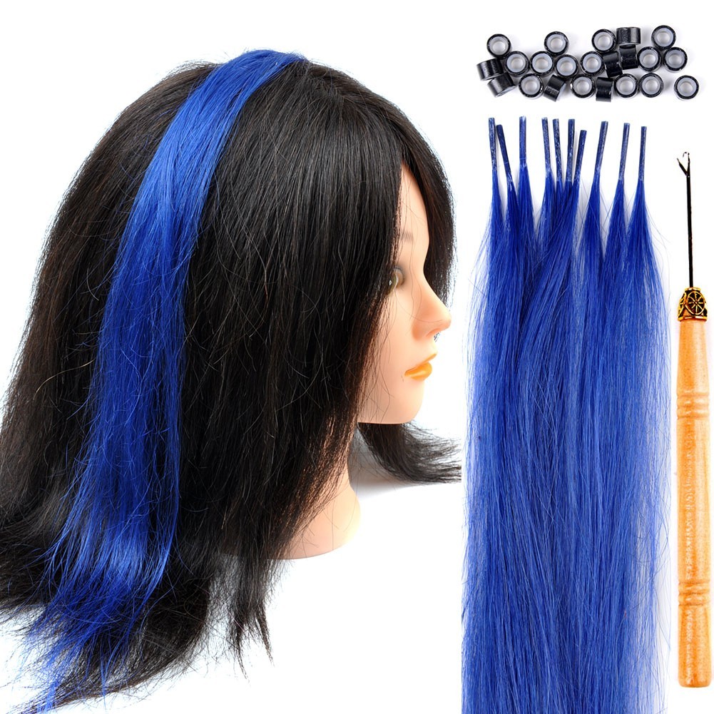 Colored Hair Rainbow I Tip Human Hair Extension With FREE Micro Beads and Hook