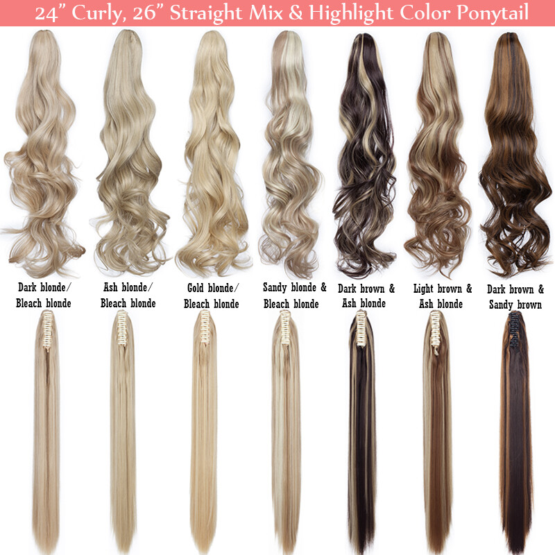 Real Thick Brown Claw Ponytail Hair Piece Clip in Hair Extensions As Human Hair