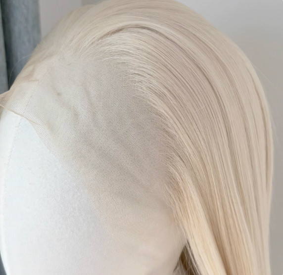 13×4 Lace Front Wig Human Hair Blend Heat Ok for Women Blonde Straight Wigs 26In