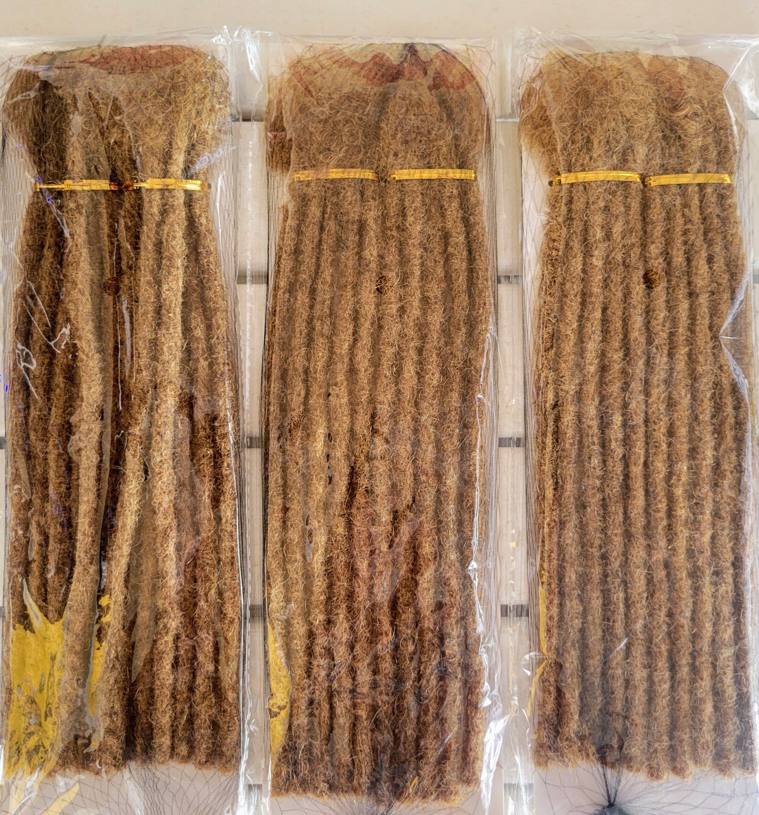 Human Hair Dreads Extensions Kit Light Brown 10″ .6cm Includes Accessories. IK7