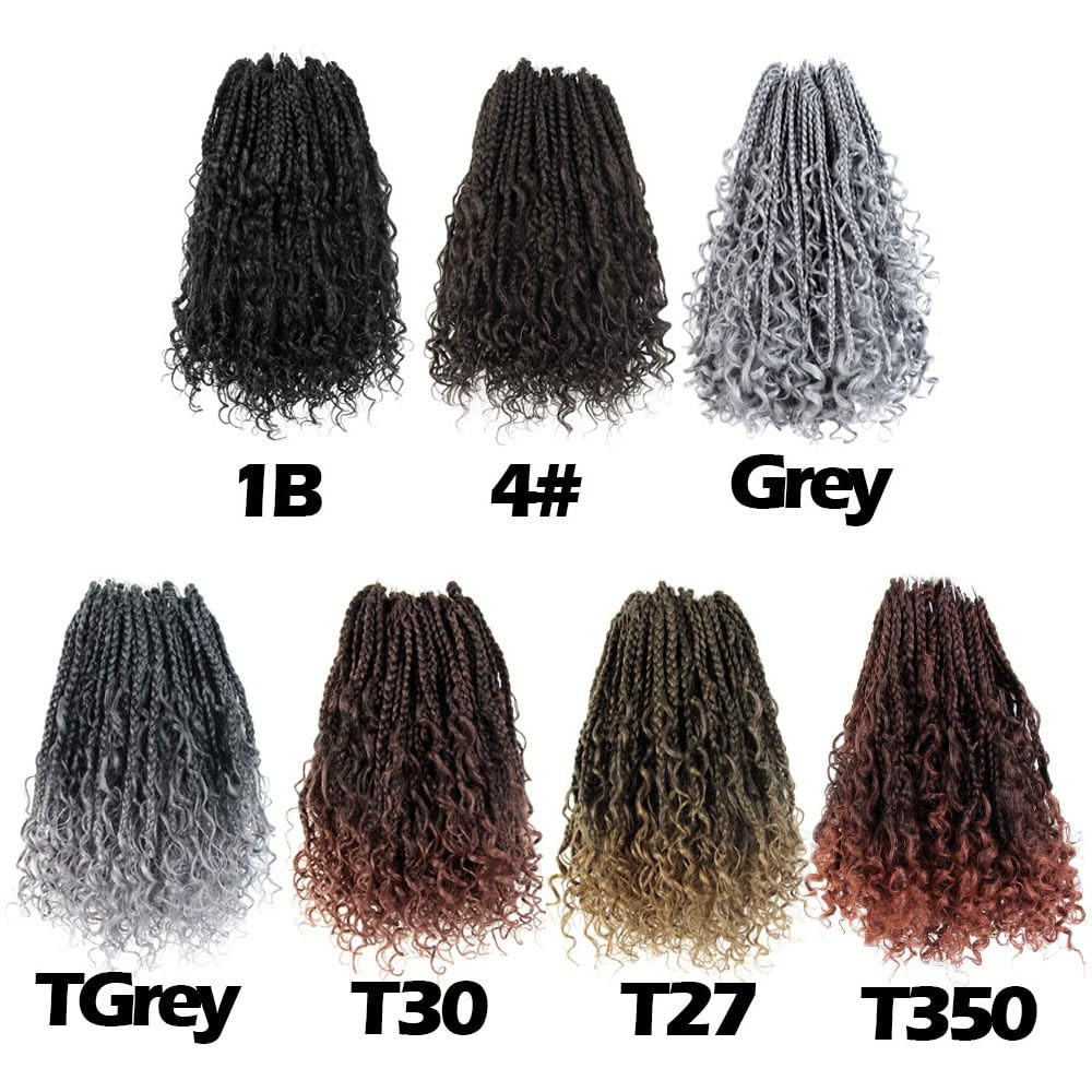 9 Packs Goddess Box Braids Crochet Hair 8 Inch Boho Box Braids with Curly Ends S