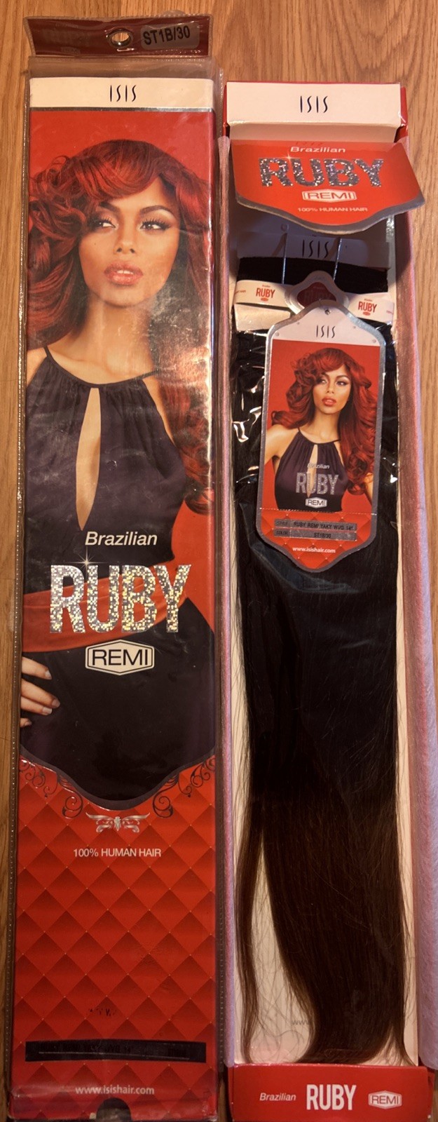 100% Human Brazilian Ruby Hair Ext. 14”inch. Color 1B/30 Ombre. 1 Pack For $55